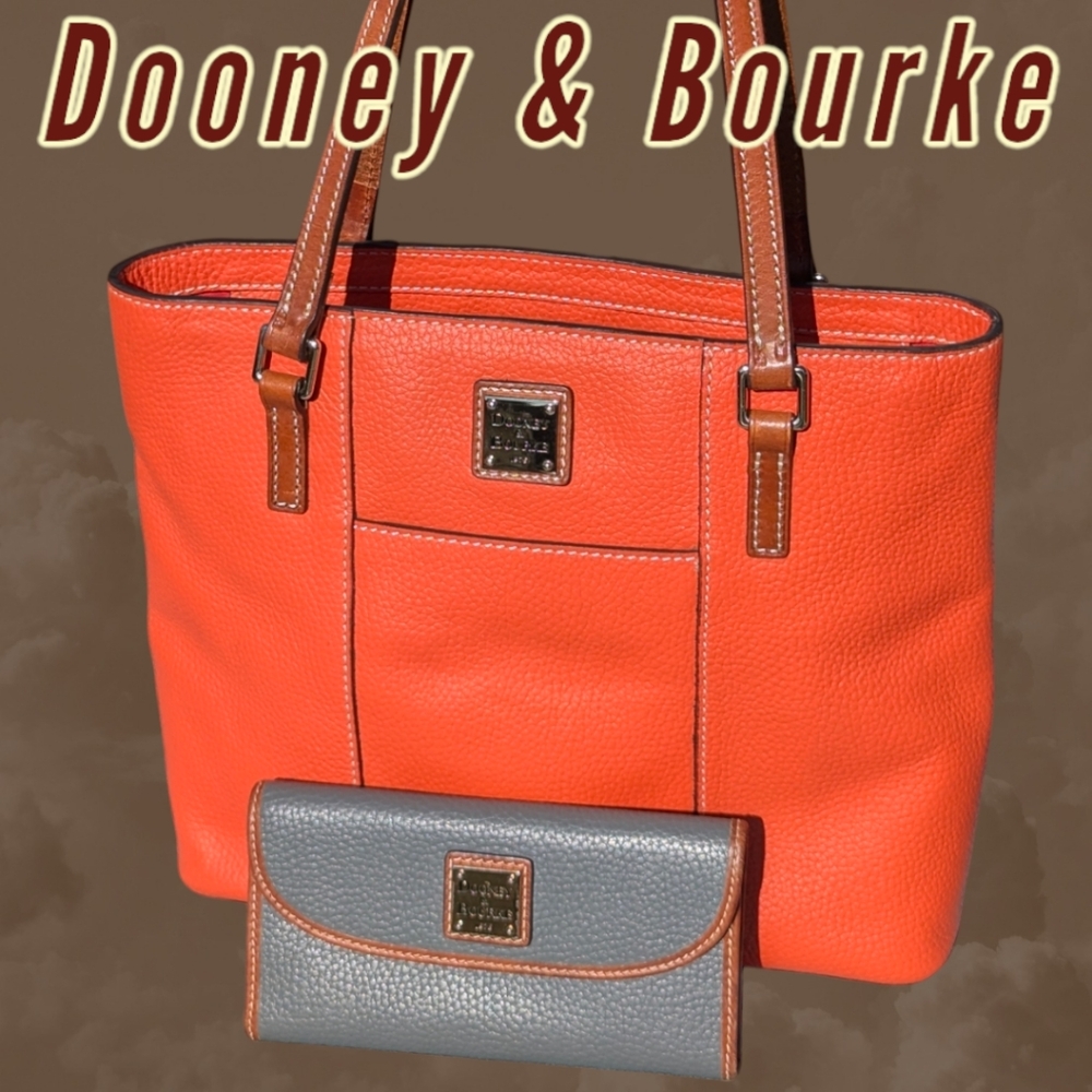 Bundle, Pebbled Leather Small Lexington in Orange & Continental Wallet in Grey